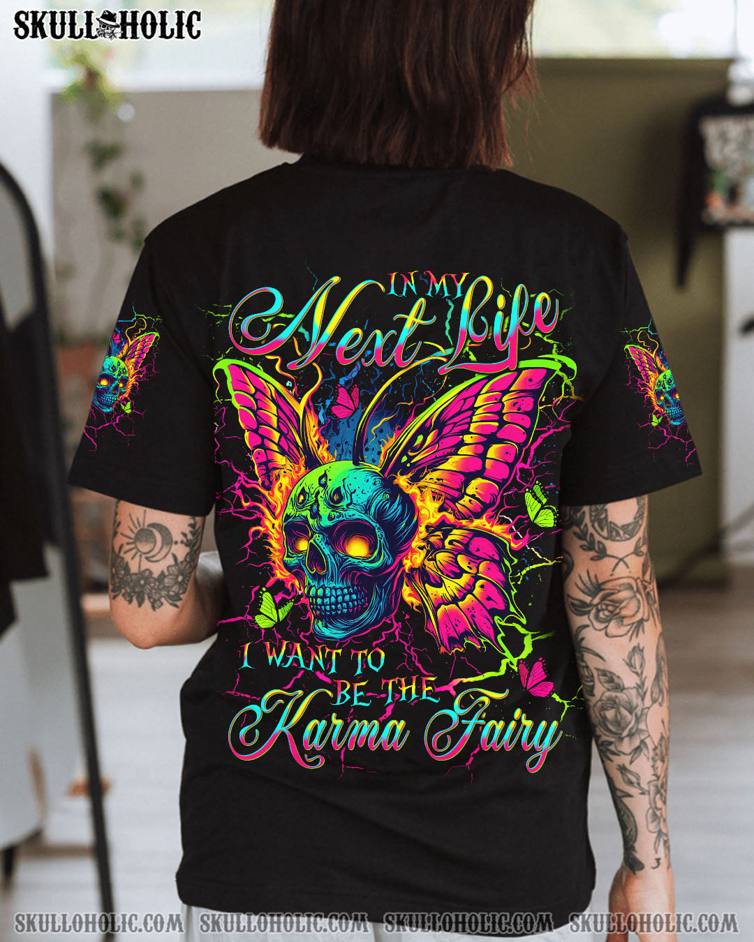 BLISSCORNERS KARMA FAIRY SKULL BUTTERFLY ALL OVER PRINT