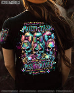 BLISSCORNERS A MOUTH I CAN'T CONTROL SKULL MESSY BUN ROSE ALL OVER PRINT