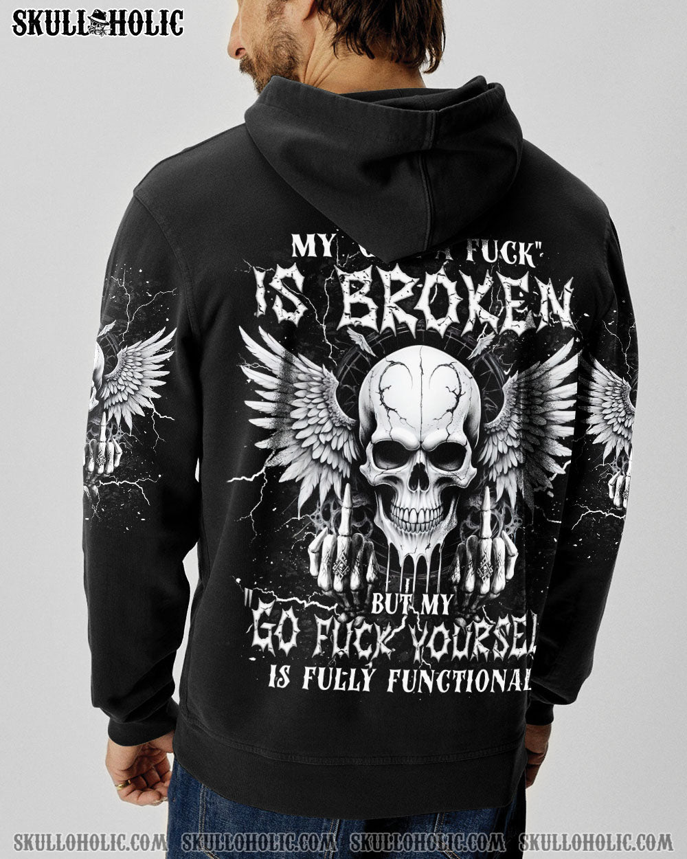 BLISSCORNERS MY GIVE A F IS BROKEN SKULL WINGS ALL OVER PRINT