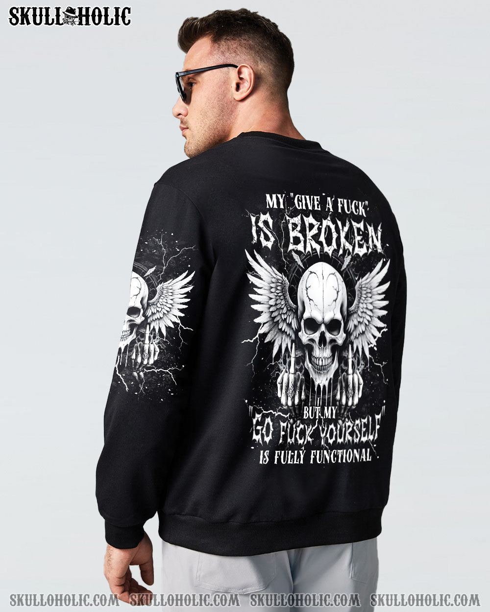 BLISSCORNERS MY GIVE A F IS BROKEN SKULL WINGS ALL OVER PRINT