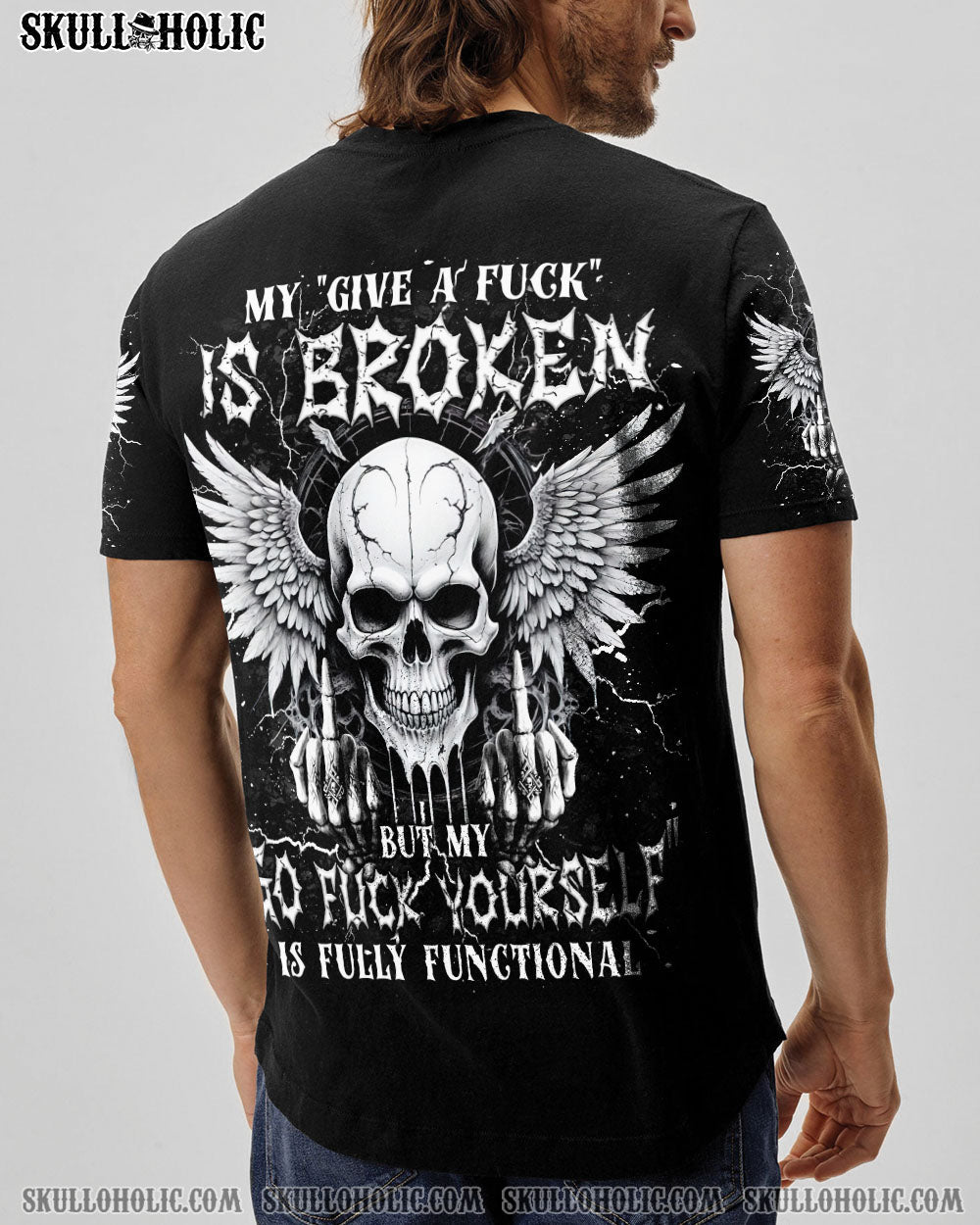 BLISSCORNERS MY GIVE A F IS BROKEN SKULL WINGS ALL OVER PRINT