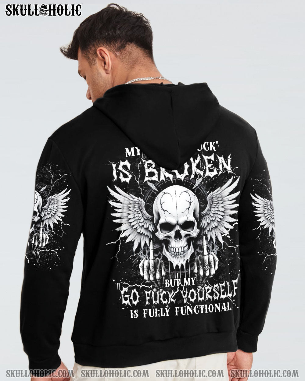 BLISSCORNERS MY GIVE A F IS BROKEN SKULL WINGS ALL OVER PRINT