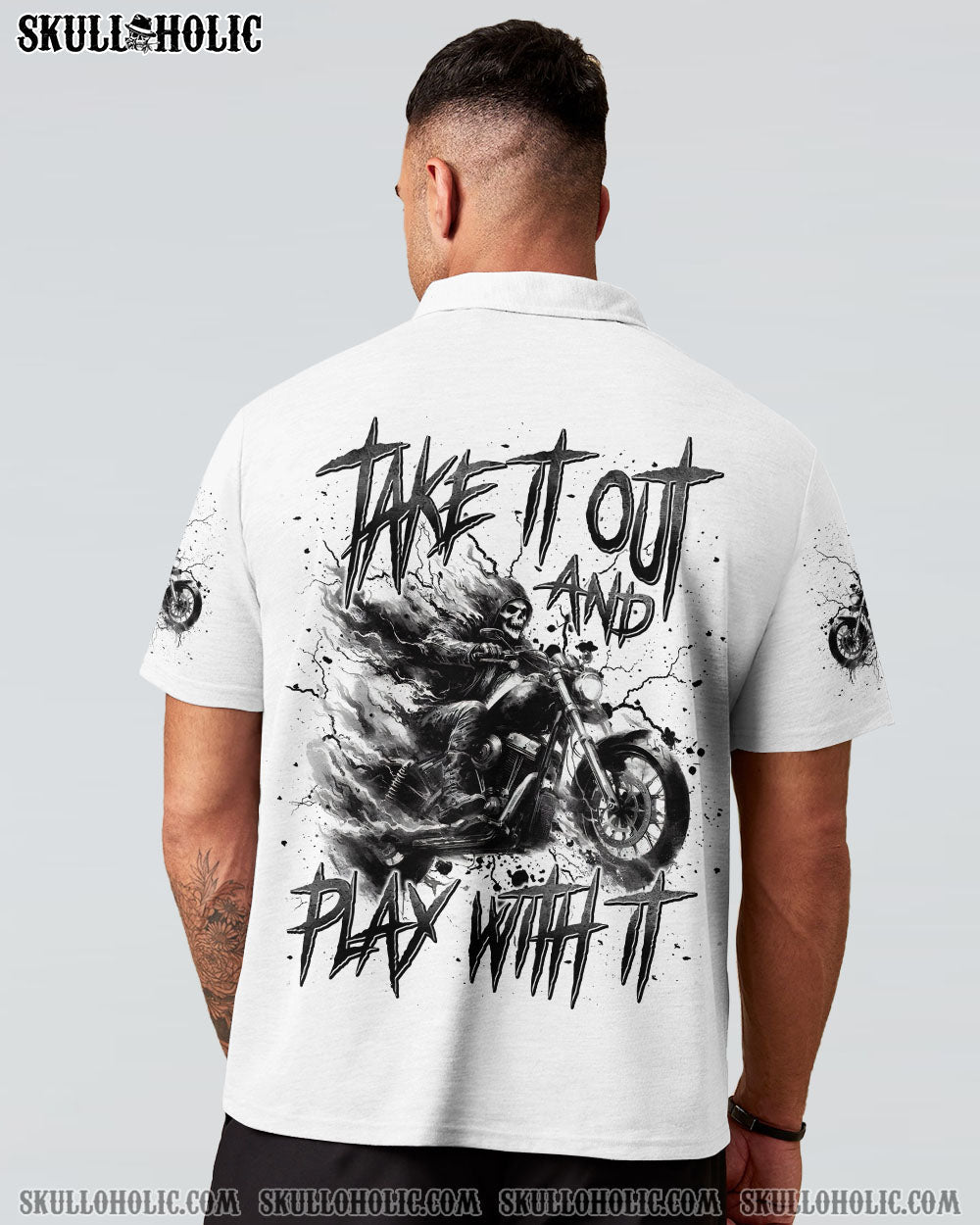 BLISSCORNERS TAKE IT OUT AND PLAY WITH IT BIKER SKULL ALL OVER PRINT