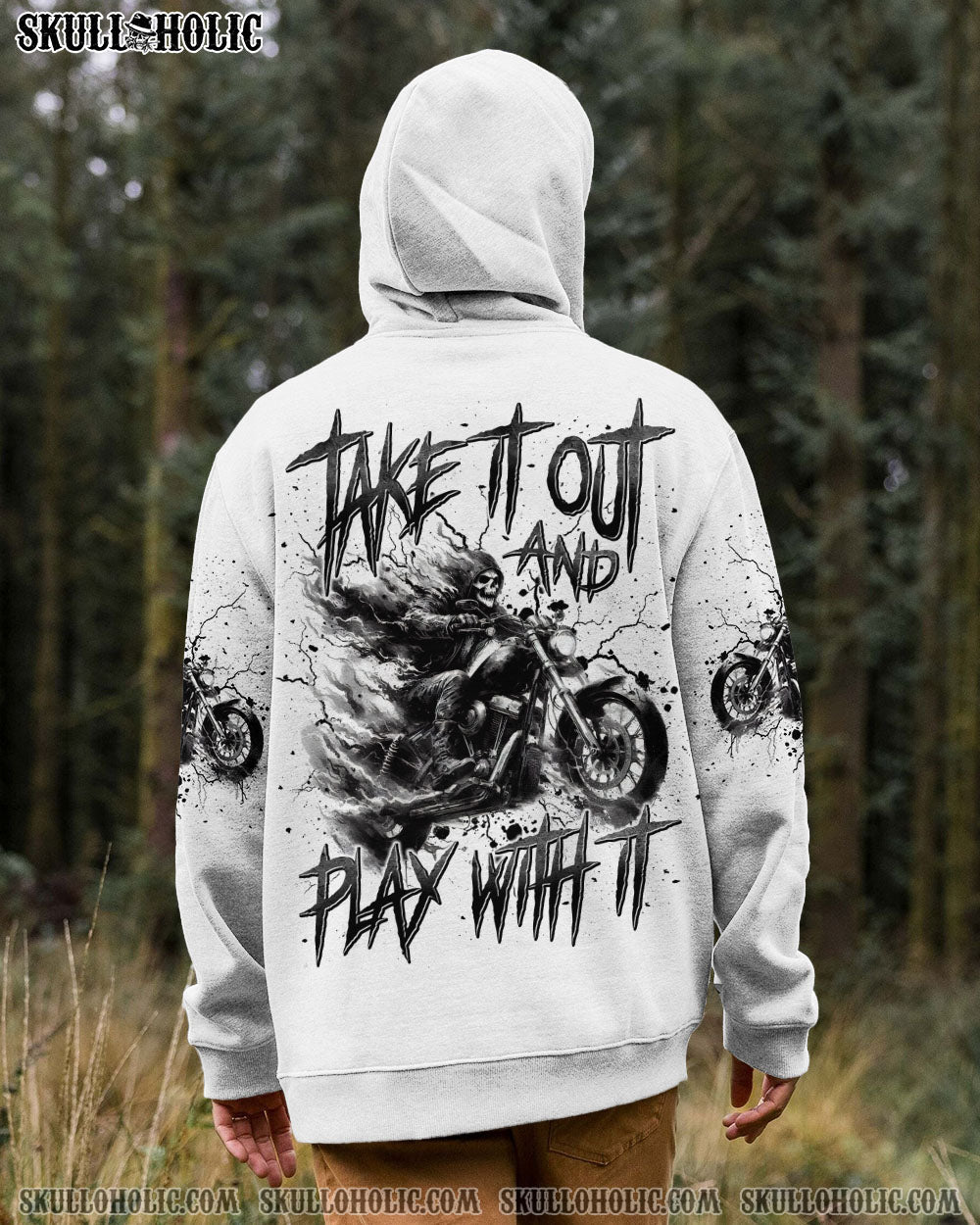BLISSCORNERS TAKE IT OUT AND PLAY WITH IT BIKER SKULL ALL OVER PRINT
