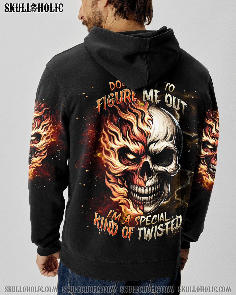 BLISSCORNERS DON'T TRY TO FIGURE ME OUT FIRE HALF SKULL ALL OVER PRINT