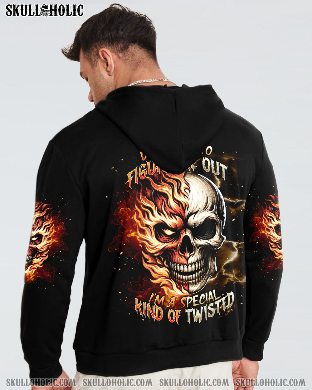 BLISSCORNERS DON'T TRY TO FIGURE ME OUT FIRE HALF SKULL ALL OVER PRINT
