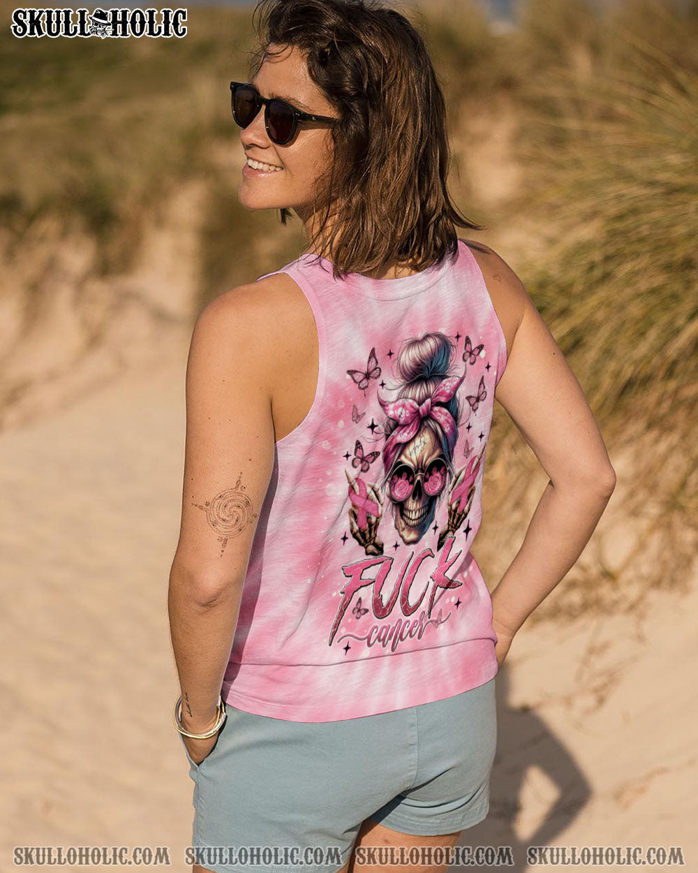 BLISSCORNERS TODAY'S MOOD SKULL MESSY BUN ALL OVER PRINT