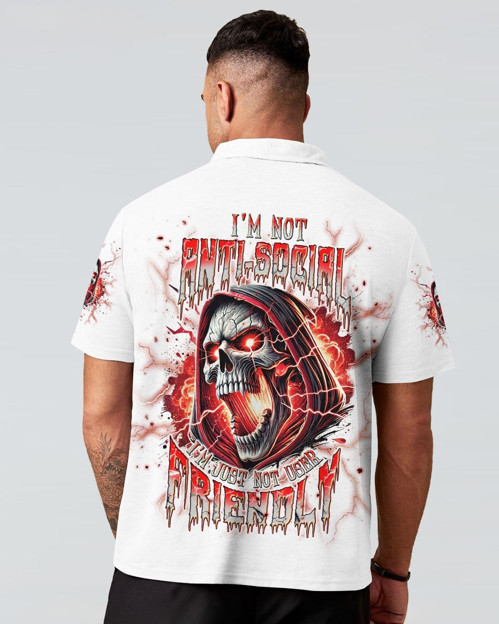BLISSCORNERS I'M NOT ANTI-SOCIAL MAD SKULL REAPER ALL OVER PRINT