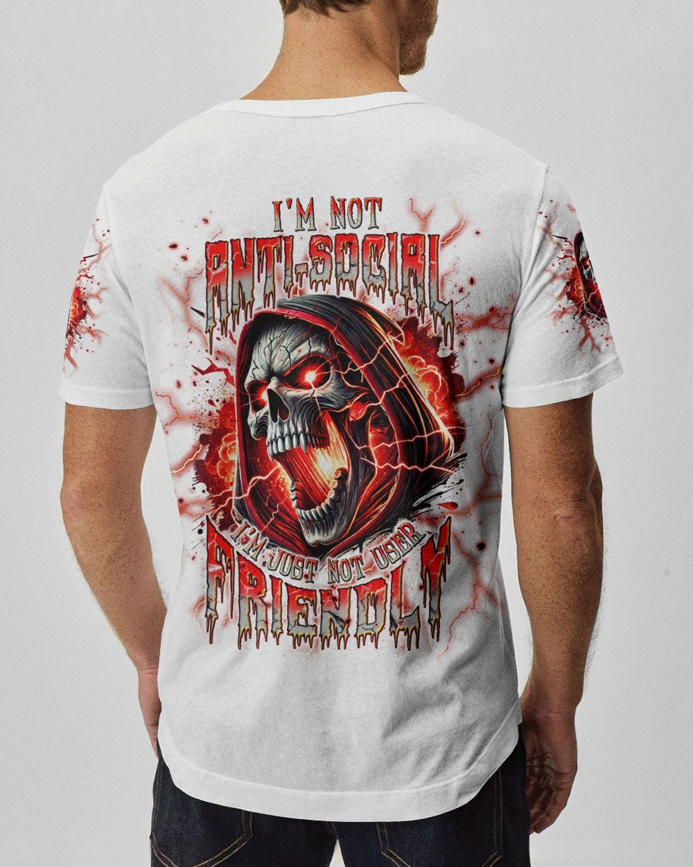 BLISSCORNERS I'M NOT ANTI-SOCIAL MAD SKULL REAPER ALL OVER PRINT