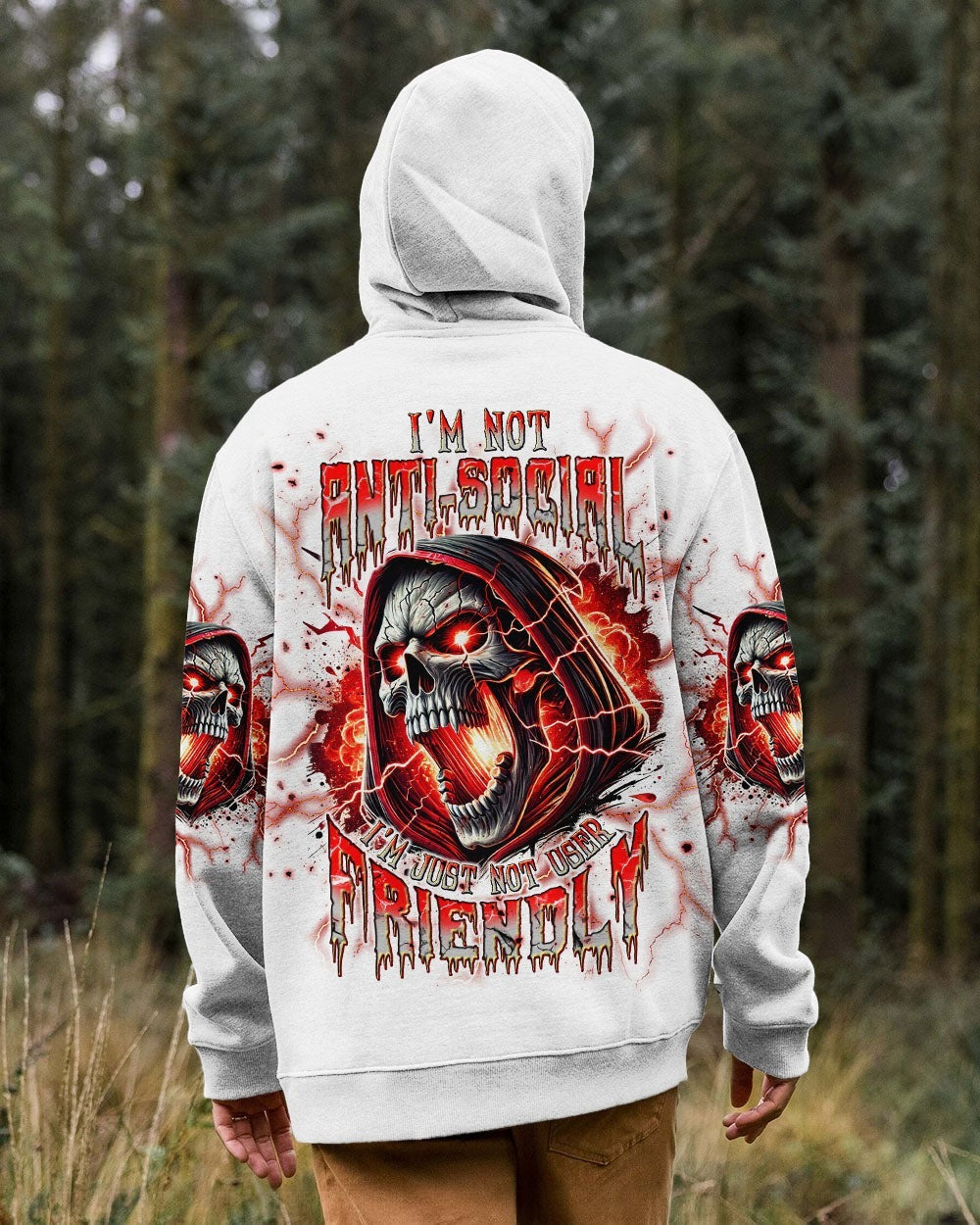 BLISSCORNERS I'M NOT ANTI-SOCIAL MAD SKULL REAPER ALL OVER PRINT