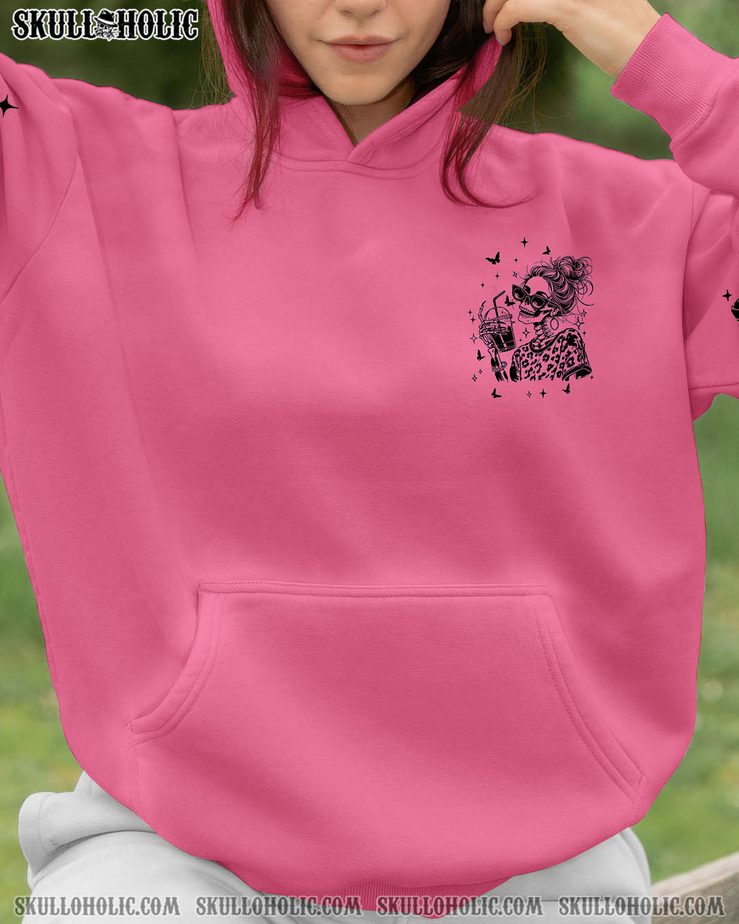 BLISSCORNERS SORRY FOR WHAT MY FACE SAID SKULL MESSY BUN ALL OVER PRINT  -  TLTW2710252