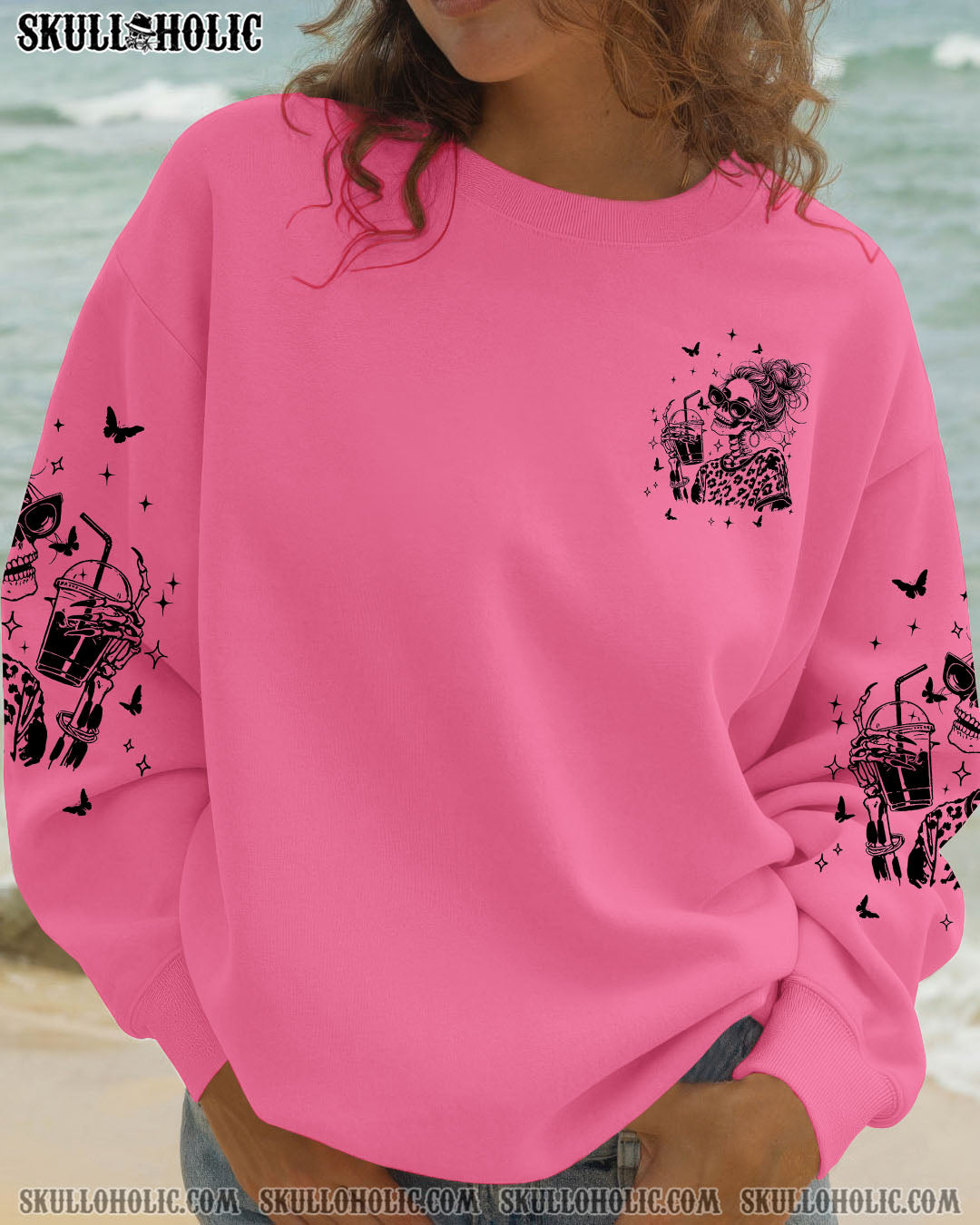 BLISSCORNERS SORRY FOR WHAT MY FACE SAID SKULL MESSY BUN ALL OVER PRINT  -  TLTW2710252
