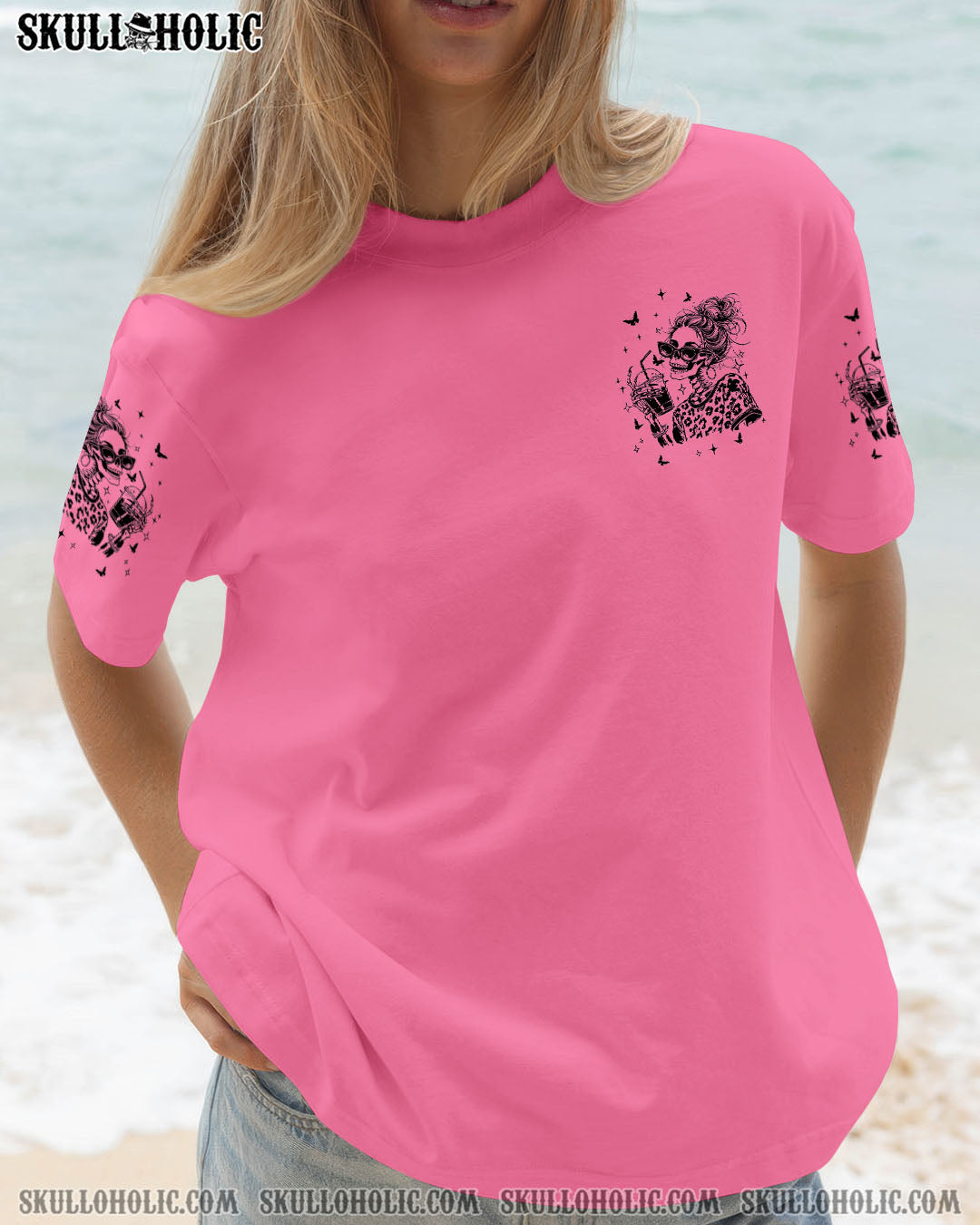 BLISSCORNERS SORRY FOR WHAT MY FACE SAID SKULL MESSY BUN ALL OVER PRINT  -  TLTW2710252