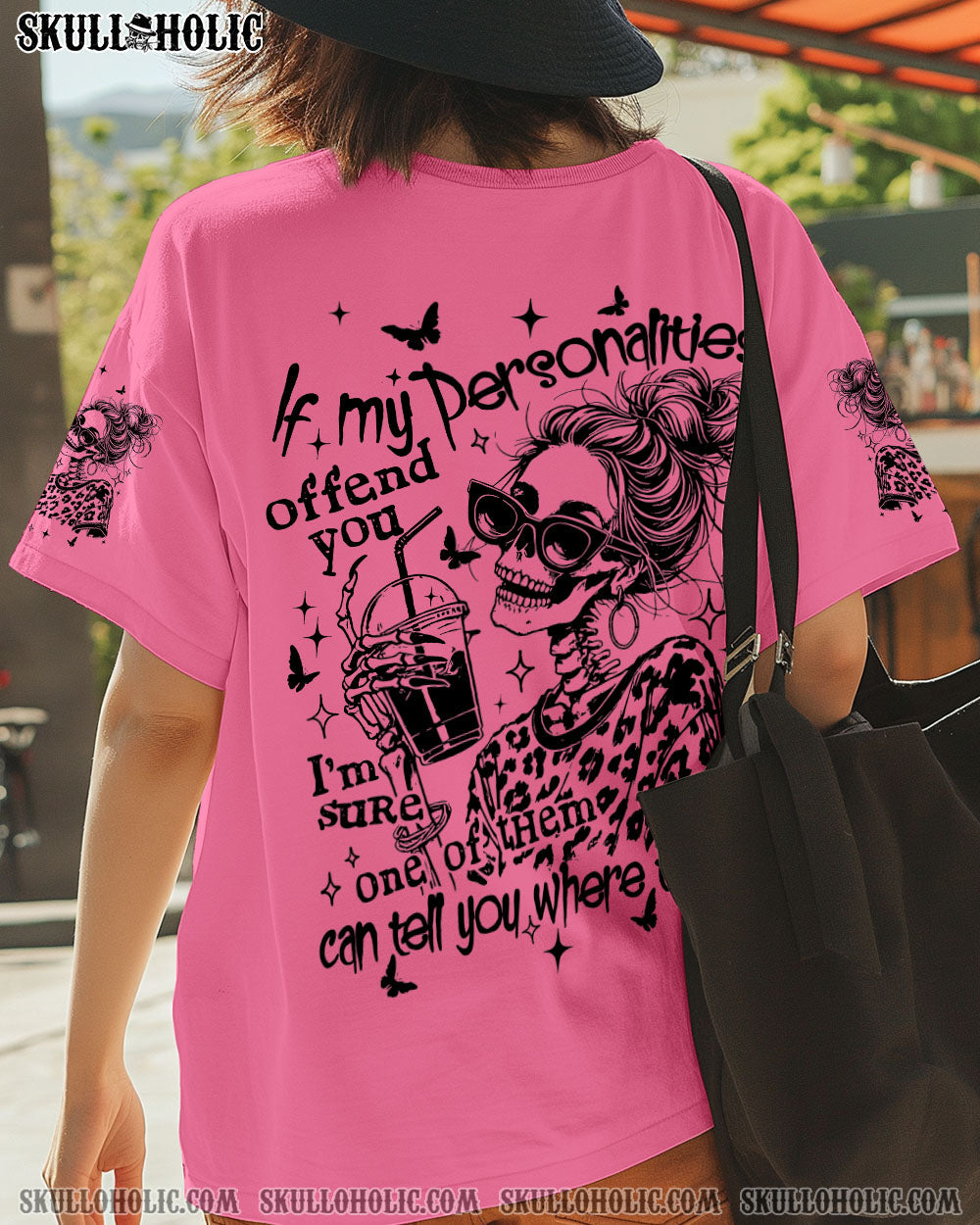 BLISSCORNERS SORRY FOR WHAT MY FACE SAID SKULL MESSY BUN ALL OVER PRINT  -  TLTW2710252