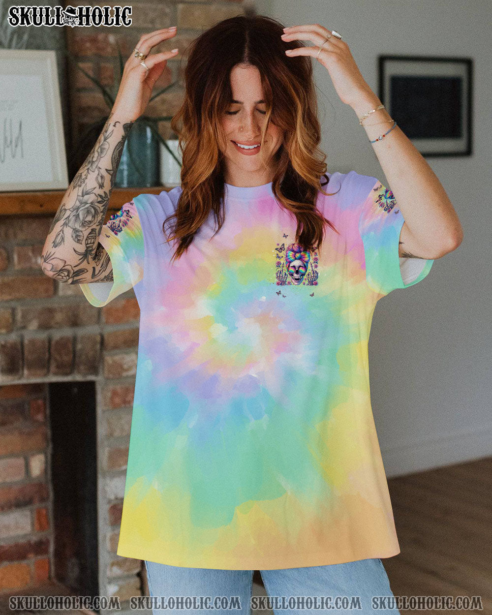 BLISSCORNERS I'M NOT A HOT MESS MESSY BUN SKULL ALL OVER PRINT