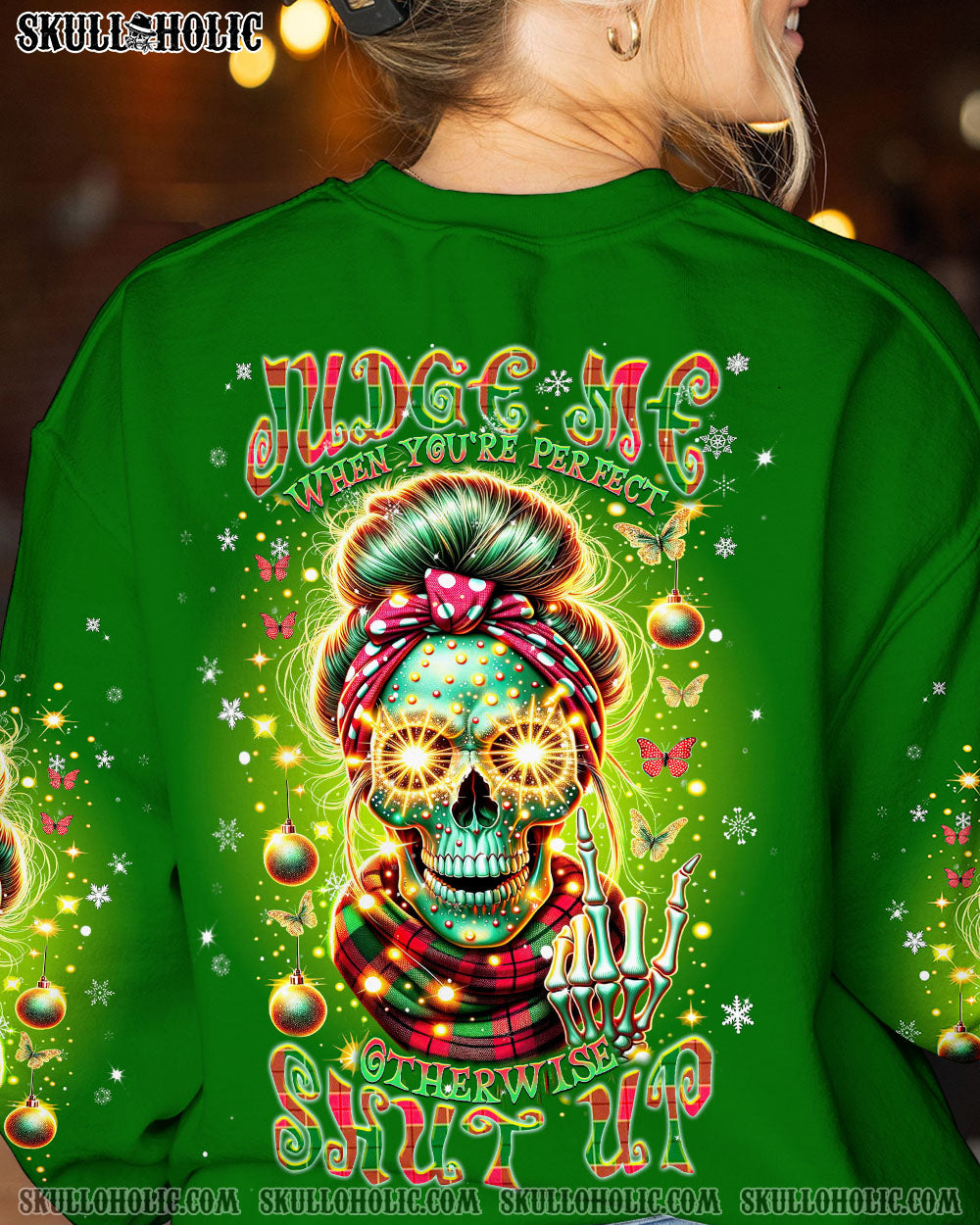 BLISSCORNERS MY GIVE A F IS BROKEN CHRISTMAS MESSY BUN ALL OVER PRINT