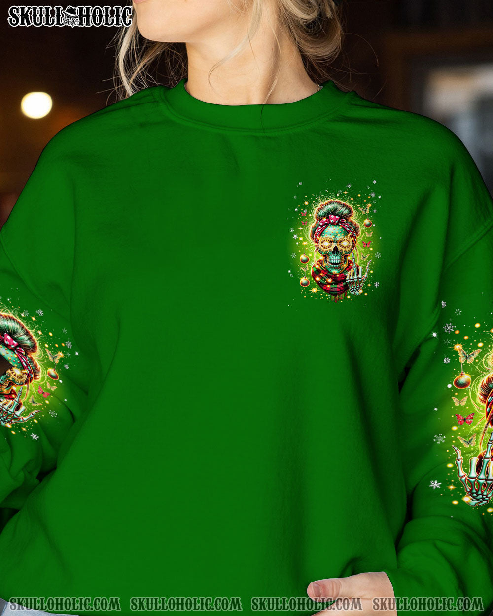 BLISSCORNERS MY GIVE A F IS BROKEN CHRISTMAS MESSY BUN ALL OVER PRINT