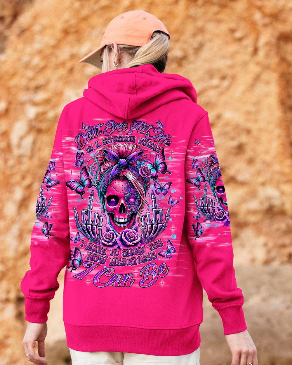 BLISSCORNERS HOW HEARTLESS I CAN BE  SKULL MESSY BUN ALL OVER PRINT