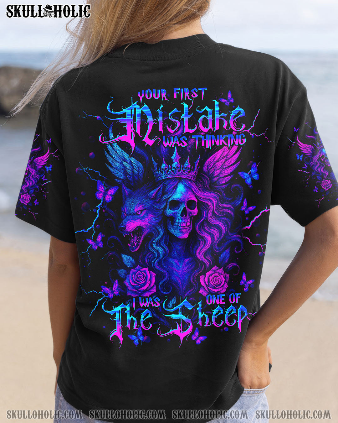 BLISSCORNERS YOUR FIRST MISTAKE WOLF SKULL LADY ALL OVER PRINT