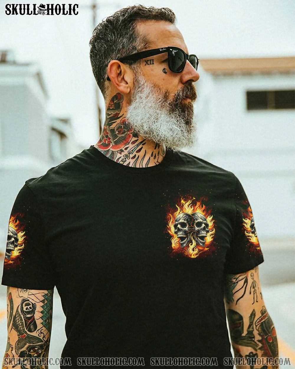 BLISSCORNERS DON'T TRY TO FIGURE ME OUT FIRE SKULL ALL OVER PRINT