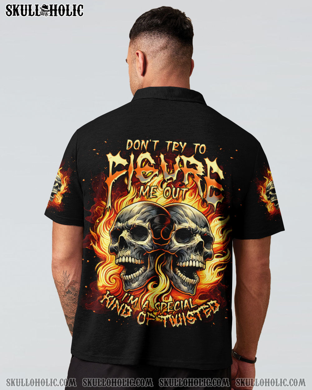 BLISSCORNERS DON'T TRY TO FIGURE ME OUT FIRE SKULL ALL OVER PRINT