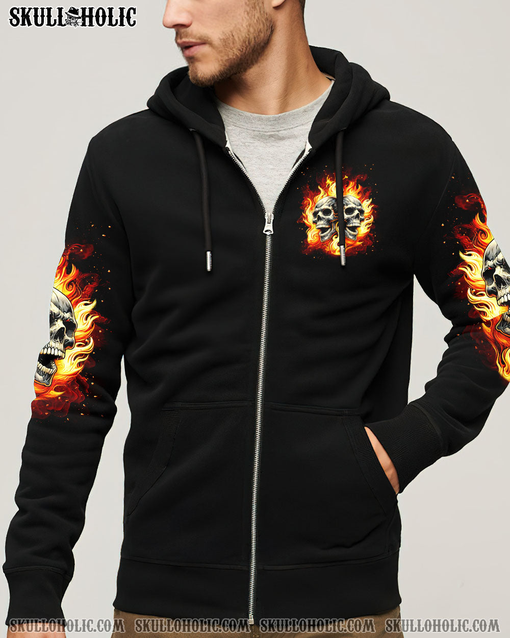 BLISSCORNERS DON'T TRY TO FIGURE ME OUT FIRE SKULL ALL OVER PRINT