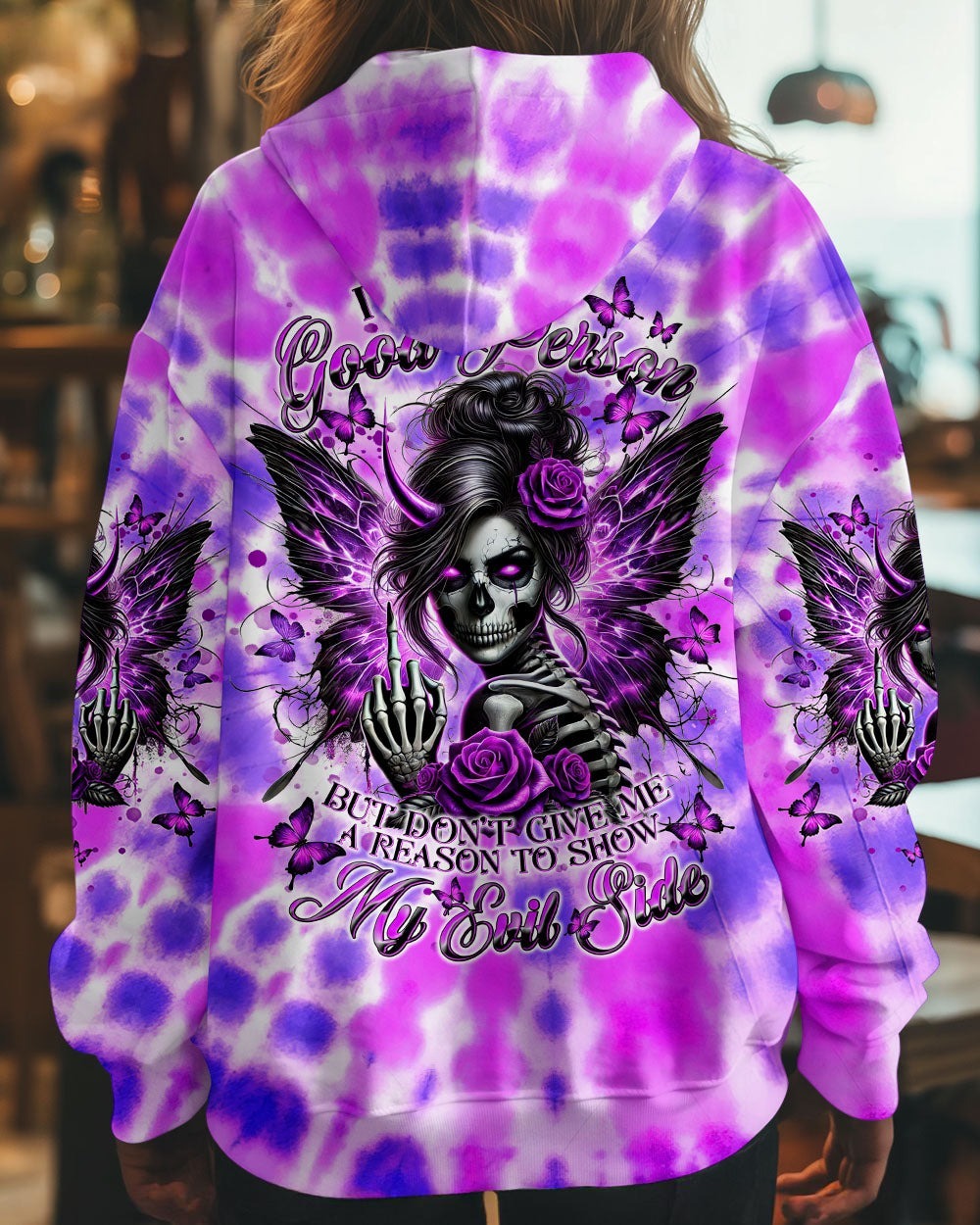 BLISSCORNERS HOW HEARTLESS I CAN BE TATTOO SKULL MESSY BUN ALL OVER PRINT