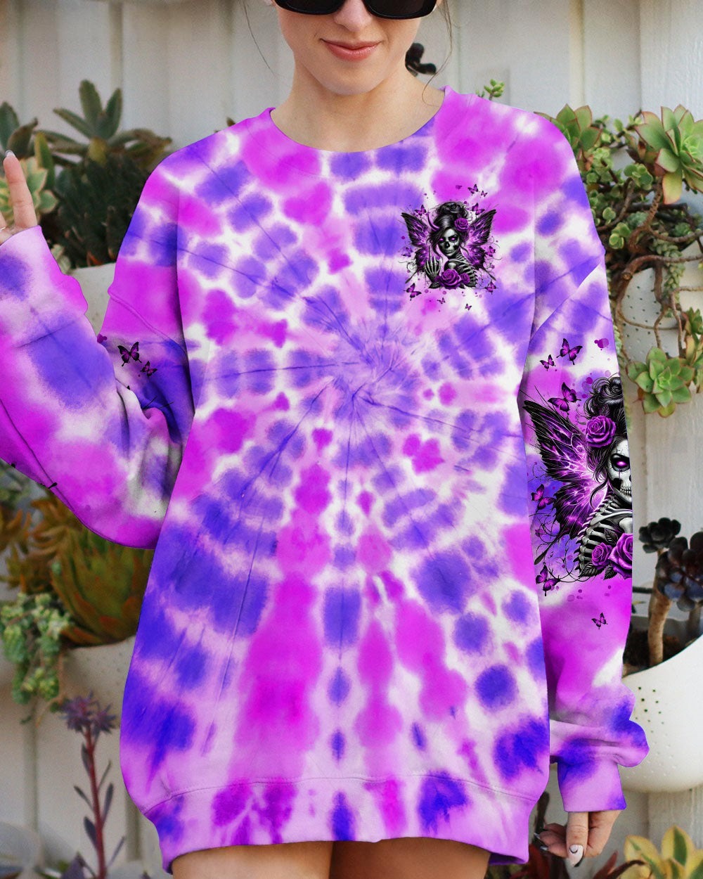 BLISSCORNERS HOW HEARTLESS I CAN BE TATTOO SKULL MESSY BUN ALL OVER PRINT