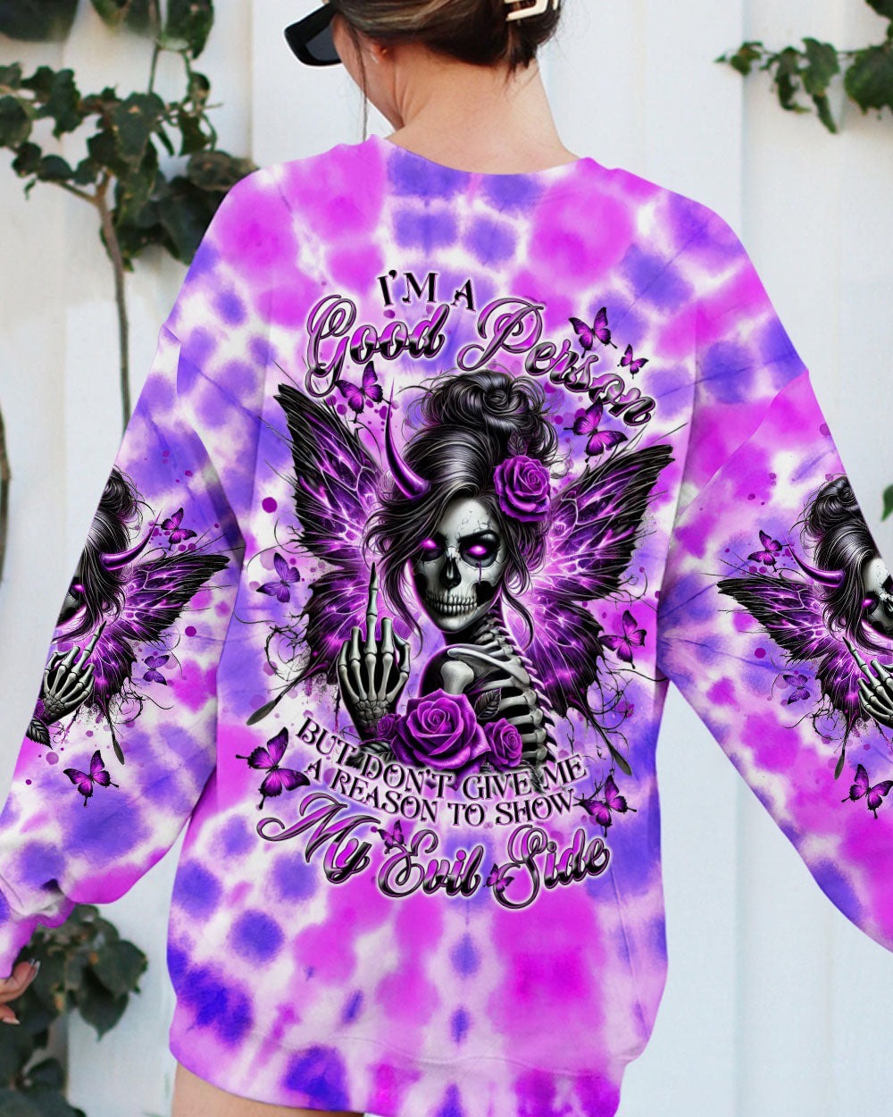 BLISSCORNERS HOW HEARTLESS I CAN BE TATTOO SKULL MESSY BUN ALL OVER PRINT