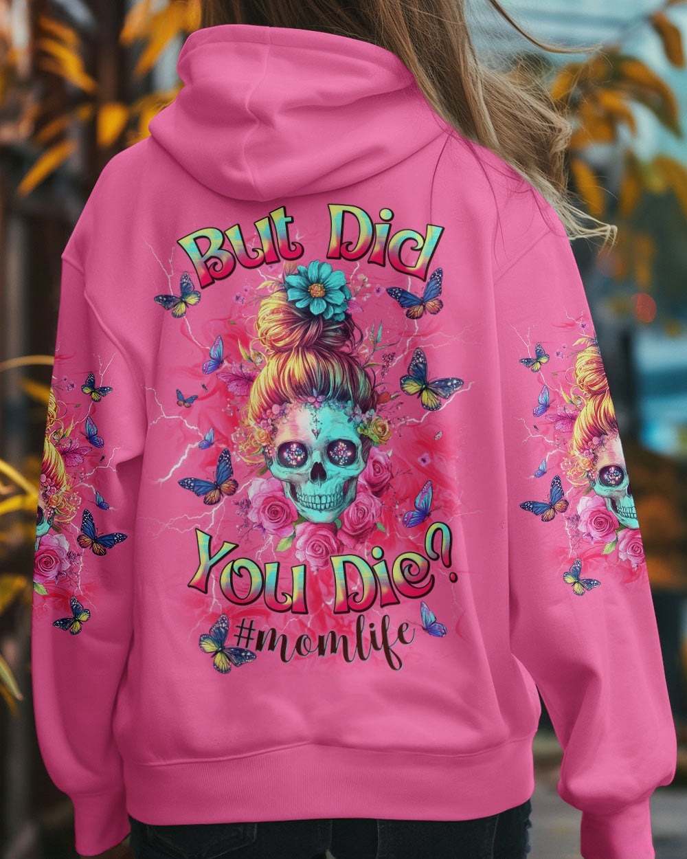 BLISSCORNERS GOD GIFTED ME TWO TITLES MOM AND GRANDMA MESSY BUN SKULL ALL OVER PRINT