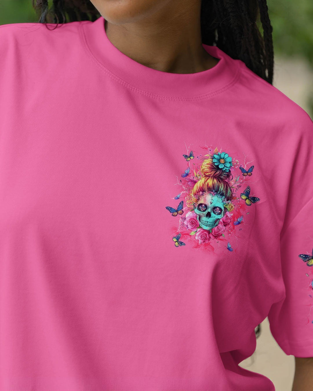 BLISSCORNERS GOD GIFTED ME TWO TITLES MOM AND GRANDMA MESSY BUN SKULL ALL OVER PRINT