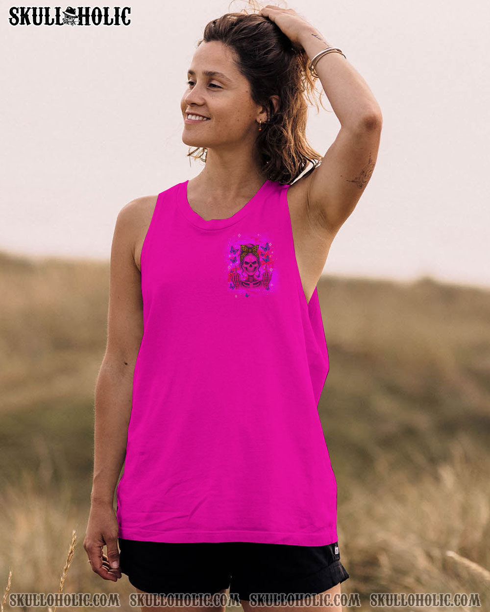 BLISSCORNERS THE GOOD GIRL IN ME ROSE SKULL MESSY BUN   ALL OVER PRINT