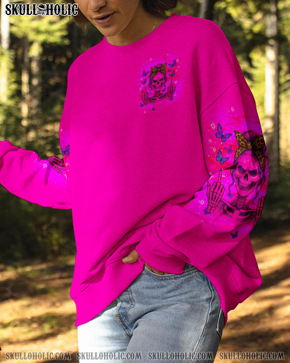 BLISSCORNERS THE GOOD GIRL IN ME ROSE SKULL MESSY BUN   ALL OVER PRINT