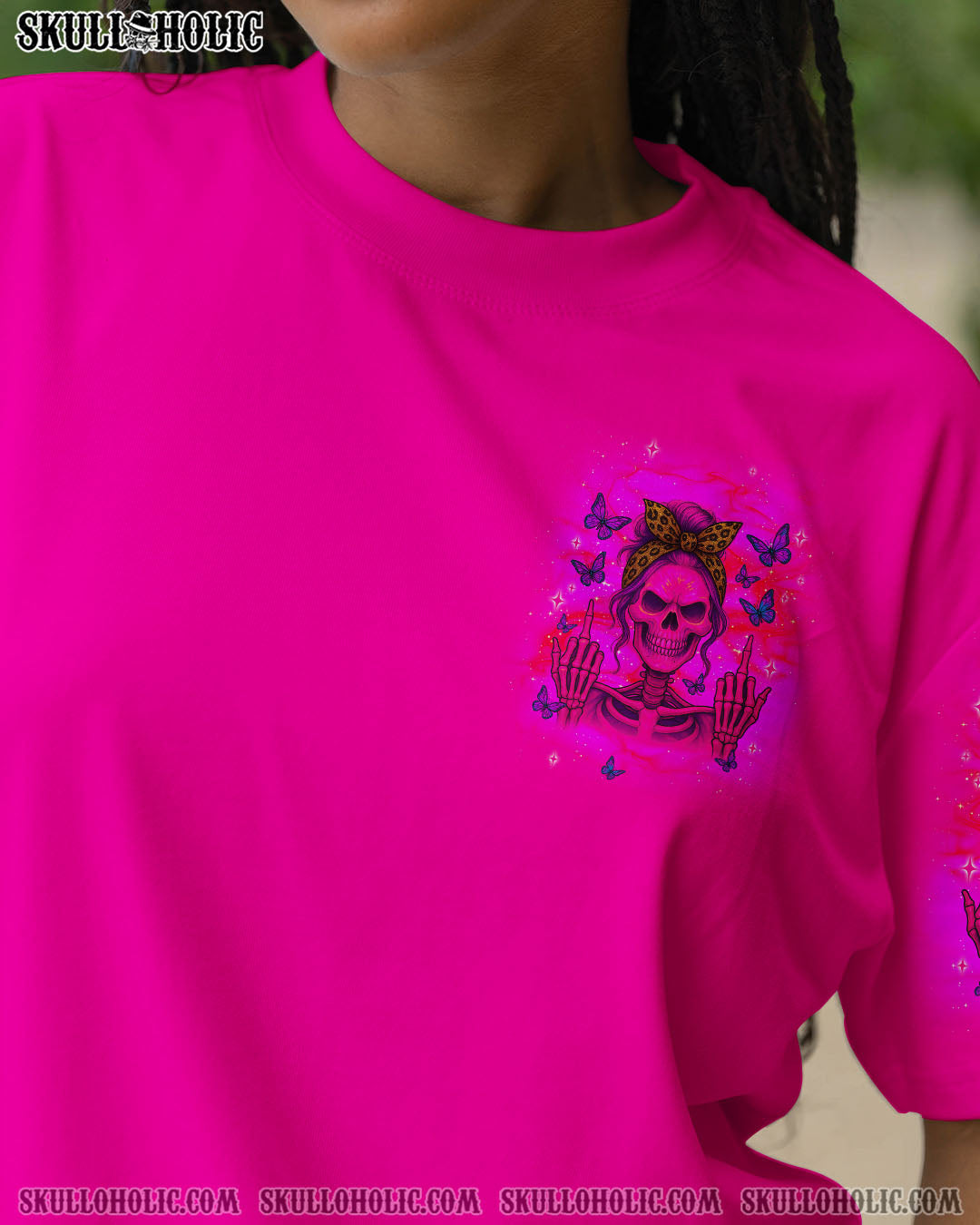 BLISSCORNERS THE GOOD GIRL IN ME ROSE SKULL MESSY BUN   ALL OVER PRINT
