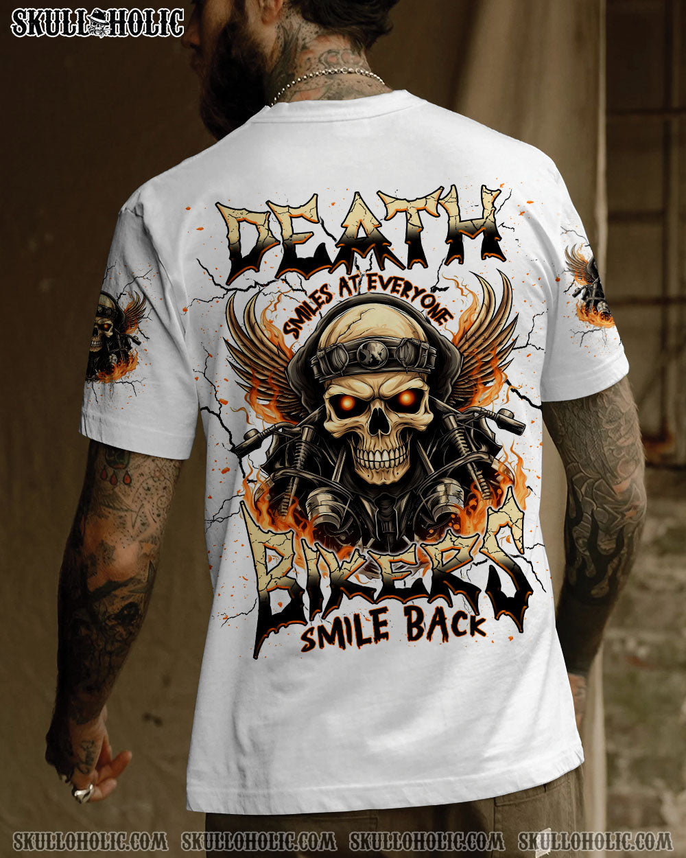 BLISSCORNERS BIKERS SMILE BACK SKULL BIKERALL OVER PRINT