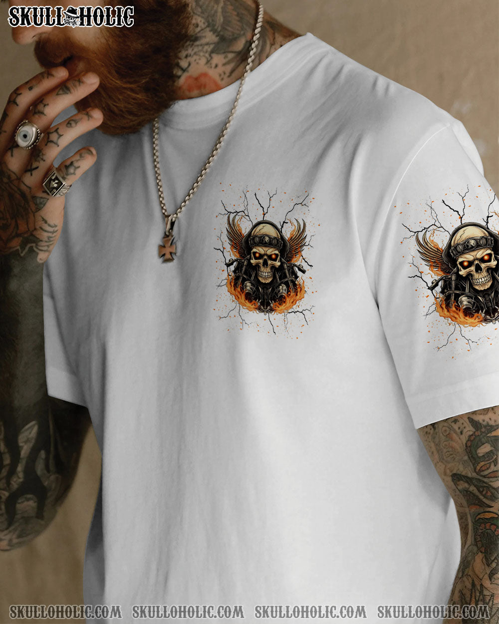 BLISSCORNERS BIKERS SMILE BACK SKULL BIKERALL OVER PRINT