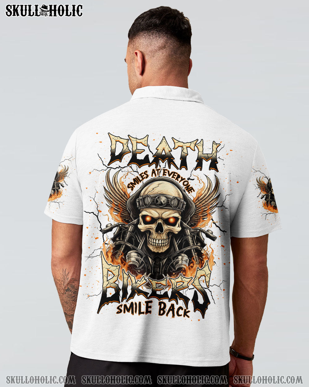 BLISSCORNERS BIKERS SMILE BACK SKULL BIKER  ALL OVER PRINT