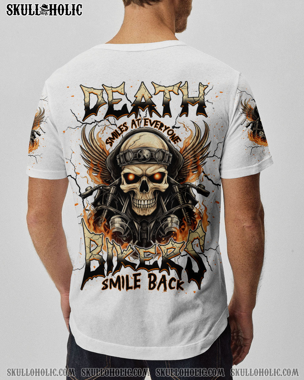 BLISSCORNERS BIKERS SMILE BACK SKULL BIKER  ALL OVER PRINT