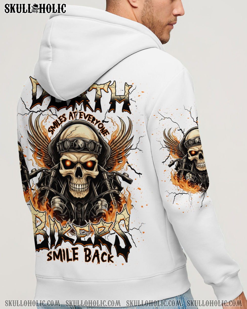BLISSCORNERS BIKERS SMILE BACK SKULL BIKER  ALL OVER PRINT