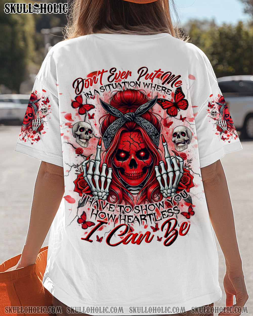 BLISSCORNERS THE GOOD GIRL IN ME GOT TIRED SKULL MESSY BUN TIE DYE ALL OVER PRINT