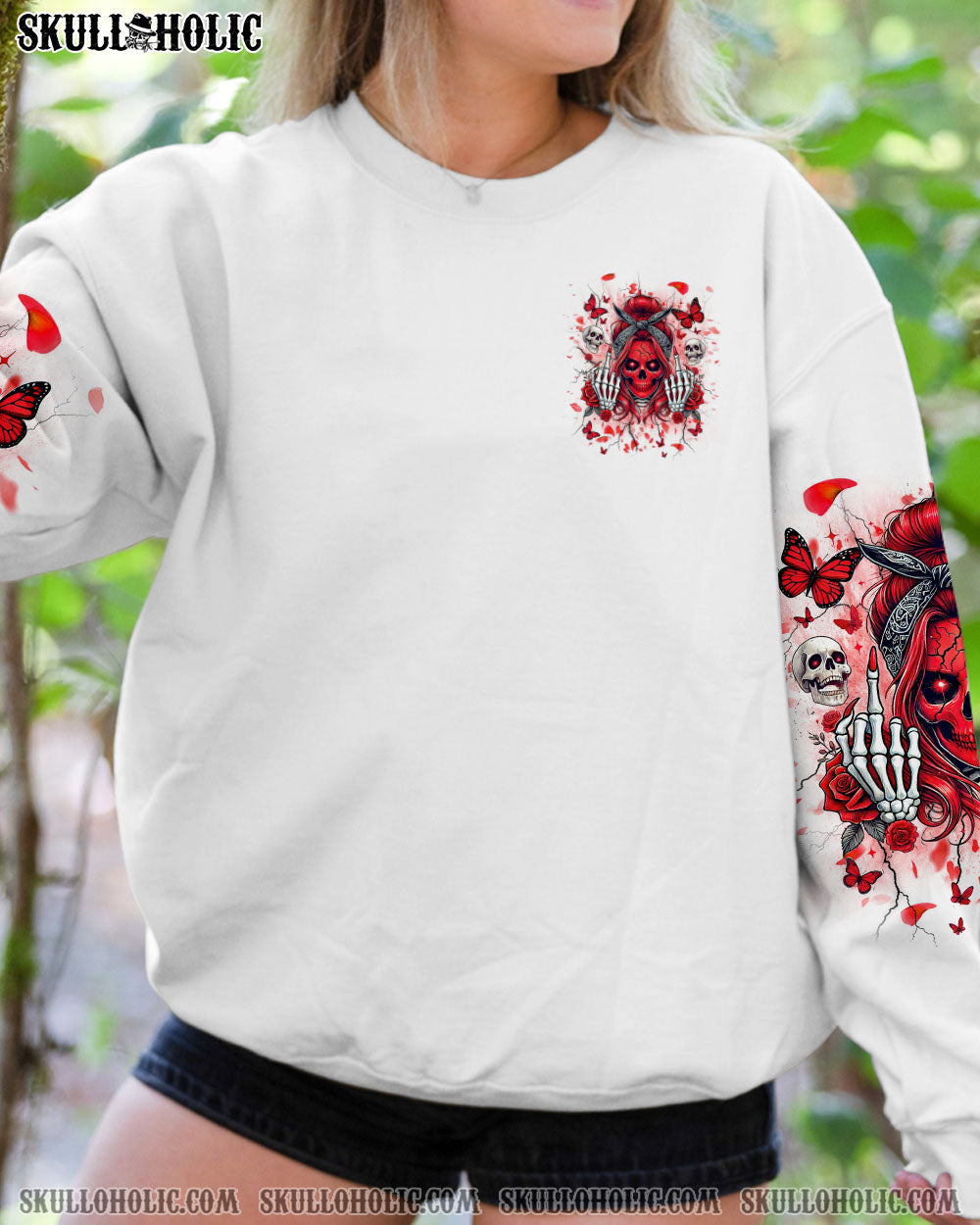 BLISSCORNERS THE GOOD GIRL IN ME GOT TIRED SKULL MESSY BUN TIE DYE ALL OVER PRINT