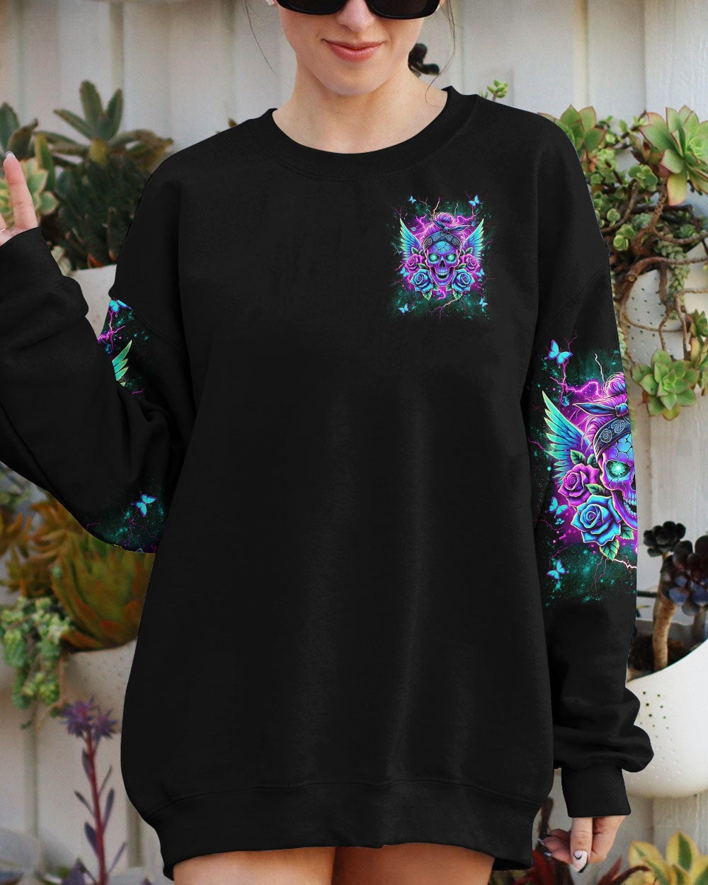 BLISSCORNERS IT'S GOING TO BE ONE OF THOSE DAYS MESSY BUN SKULL ALL OVER PRINT