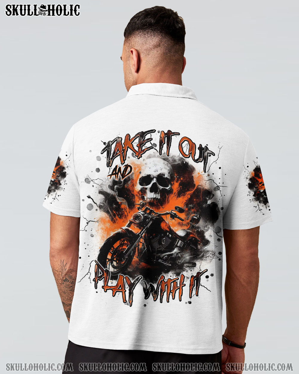 BLISSCORNERS TAKE IT OUT AND PLAY WITH IT BIKER SKULL ALL OVER PRINT