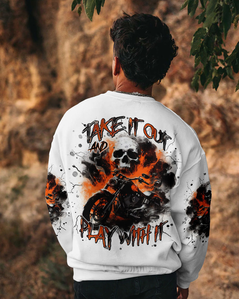 BLISSCORNERS TAKE IT OUT AND PLAY WITH IT BIKER SKULL ALL OVER PRINT