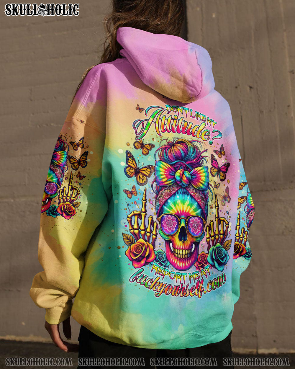 BLISSCORNERS DON'T LIKE MY ATTITUDE MESSY BUN TIE DYE ALL OVER PRINT