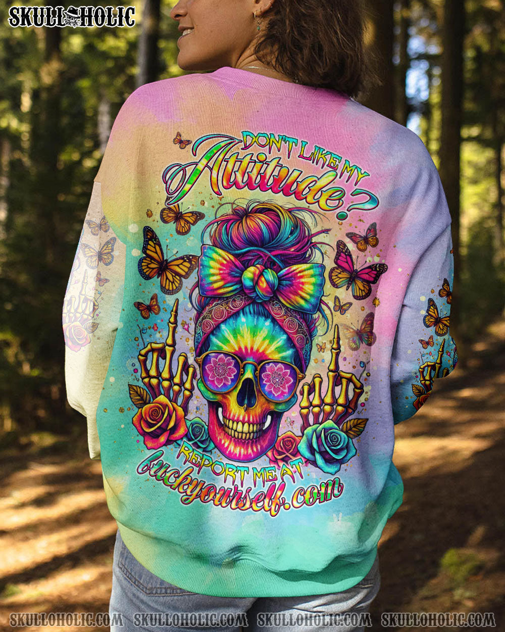 BLISSCORNERS DON'T LIKE MY ATTITUDE MESSY BUN TIE DYE ALL OVER PRINT