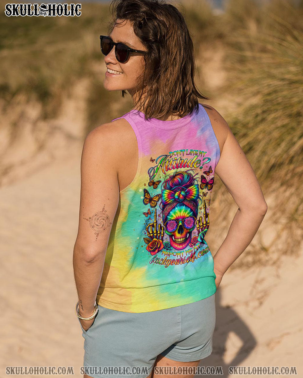 BLISSCORNERS DON'T LIKE MY ATTITUDE MESSY BUN TIE DYE ALL OVER PRINT