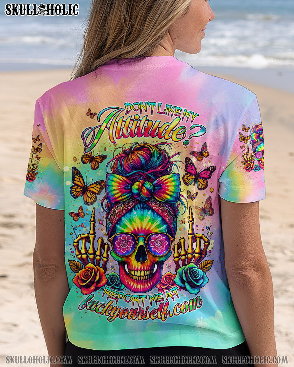 BLISSCORNERS DON'T LIKE MY ATTITUDE MESSY BUN TIE DYE ALL OVER PRINT