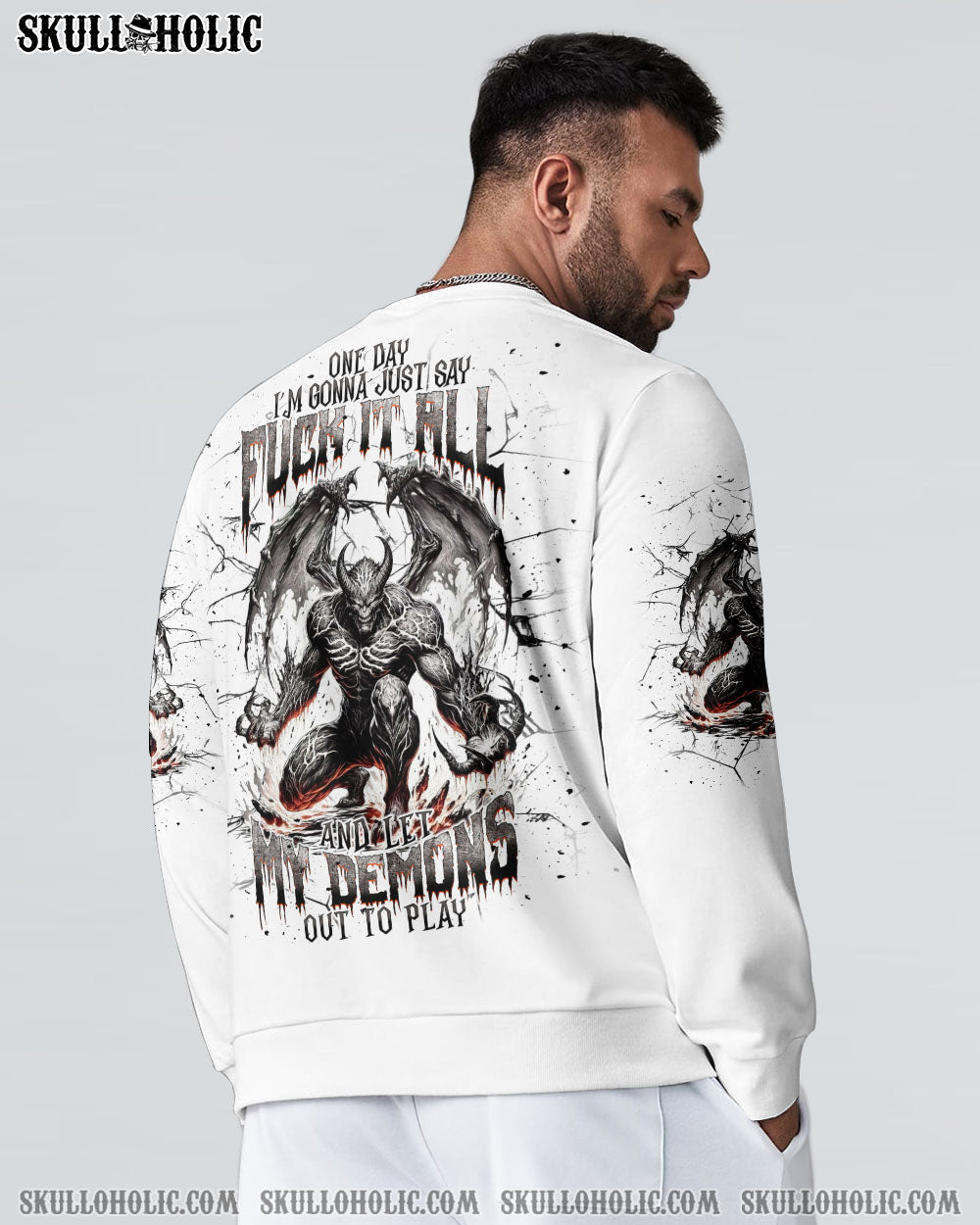 BLISSCORNERS ONE DAY I'M GONNA JUST SAY DEMON SKULL ALL OVER PRINT