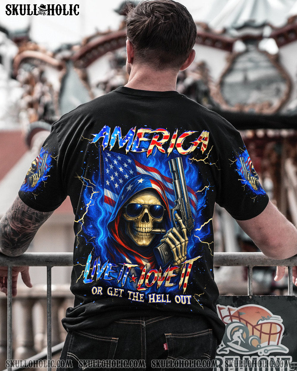 BLISSCORNERS AMERICA LIVE IT LOVE IT OR GET THE HELL OUT ALL OVER PRINT